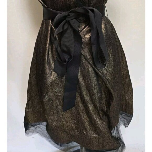 Vera Wang Lavender Label Dress Size 6 Gold Metallic with Black Lace - Picture 10 of 10